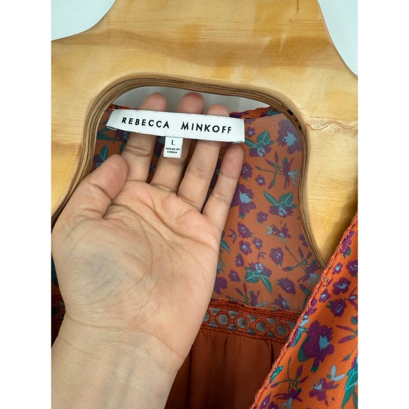 Rebecca Minkoff Caden Printed Floral Long‎ Sleeve Tiered Ruffle Boho Dress Sz L - Picture 4 of 10